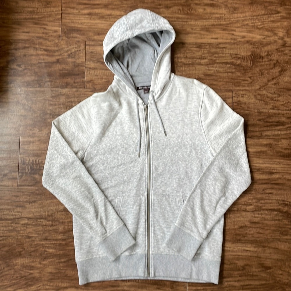 Michael Kors Full Zip Hooded Sweatshirt Hoodie Size Large Gray Gradient